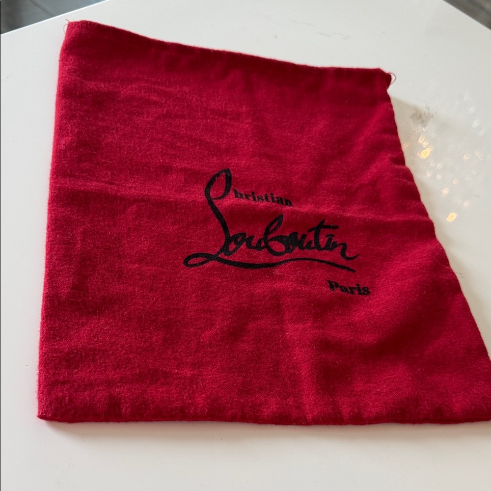 Christian Louboutin Red Velvet Shoe Dust Bag with Black Logo